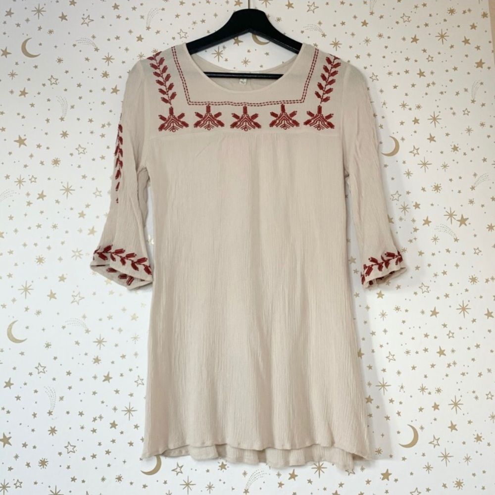 Umgee Bohemian Mini Bell Tunic Dress Small